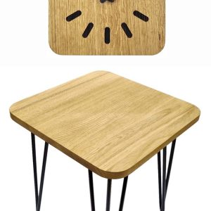 KUBRi 0602 – 40 cm dubový stolek a nástěnné hodiny vyrobené v česku