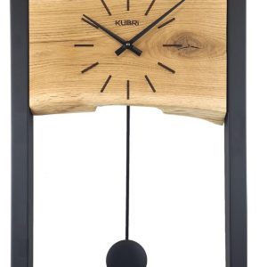 KUBRi 0140C – Kyvadlové hodiny české výroby s robustním kovovým rámem a dubovou základnou
