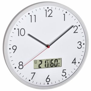 Analogové nástěnné hodiny s digitálním teploměrem a vlhkoměrem TFA 60.3048.02