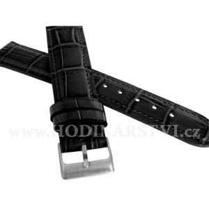 Černý prošitý řemínek LAVVU CROCO z luxusní kuže Top Grain LSIUB18
