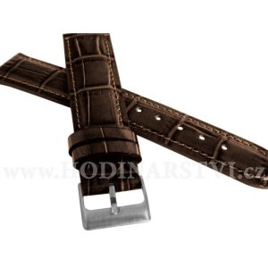 Tmavě hnědý prošitý řemínek LAVVU CROCO z luxusní kuže Top Grain LSIUC20