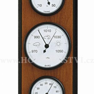 Barometr s teploměrem a vlhkoměrem na dřevěné podložce B203099