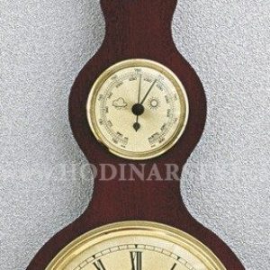 Barometr s teploměrem vlhkoměrem  a hodinami na dřevěné podložce B204983