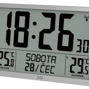 JVD RB9412.2 – Velké hodiny řízené signálem s názvem dne v češtině a venkovní teplotou