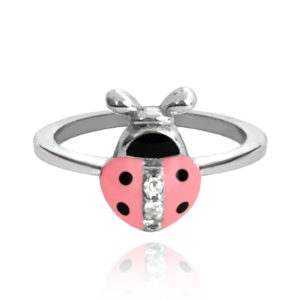 MINET Stříbrný prsten RŮŽOVÁ BERUŠKA vykládaná zirkony vel. 50