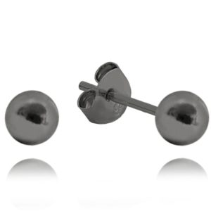 MINET Černé stříbrné náušnice KULIČKY 5 mm