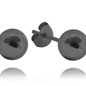 MINET Černé stříbrné náušnice KULIČKY 8 mm