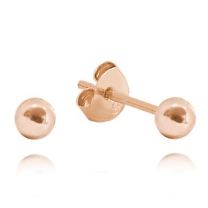 MINET Rose gold stříbrné náušnice KULIČKY MALÉ 3 mm