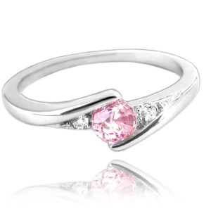 MINET Elegantní stříbrný prsten s růžovým zirkonem vel. 57
