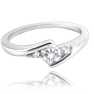 MINET Elegantní stříbrný prsten s bílými zirkony vel. 59