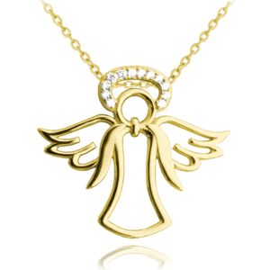 MINET Pozlacený stříbrný náhrdelník ANDĚL se svatozáří