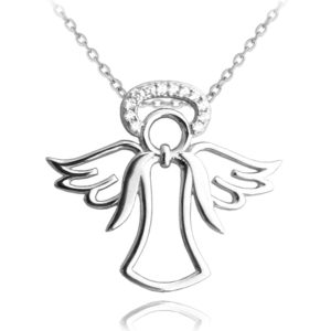 MINET Stříbrný náhrdelník ANDĚL se svatozáří