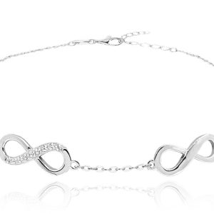 MINET Stříbrný náramek NEKONEČNO se zirkony