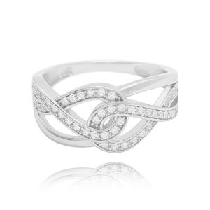 MINET Stříbrný prsten s bílými zirkony vel. 58