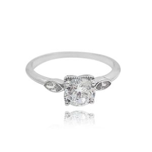 MINET Stříbrný prsten s bílými zirkony vel. 57