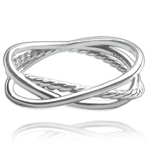 MINET Překřížený stříbrný prsten vel. 56