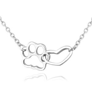 MINET Stříbrný náhrdelník TLAPKA se srdíčkem