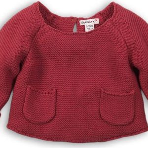 Svetr dívčí s kapsami, Minoti, BIRDCAGE 3, červená – 74/80 | 9-12m