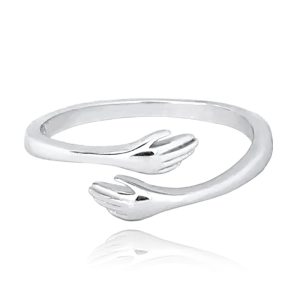 MINET Stříbrný prsten otevřené RUCE vel. 56