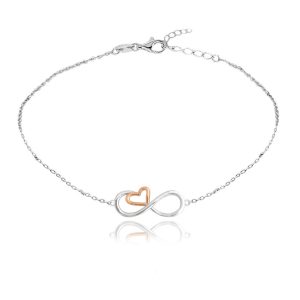 MINET Rose gold stříbrný řetízek na kotník FOREVER LOVE