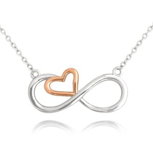 MINET Rose gold stříbrný náhrdelník FOREVER LOVE