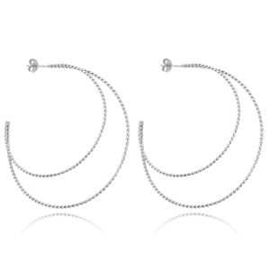 MINET Stříbrné náušnice dvojité KRUHY