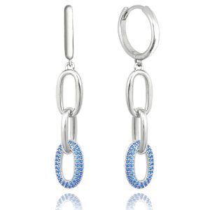 MINET Moderní stříbrné náušnice KROUŽKY s modrými zirkony