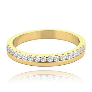 MINET+ Pozlacený stříbrný snubní prsten s bílými zirkony vel. 58