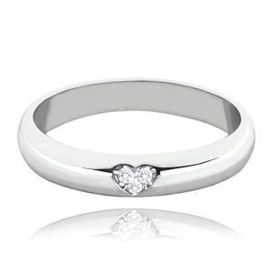 MINET+ Stříbrný snubní prsten se srdíčkem a bílými zirkony vel. 45