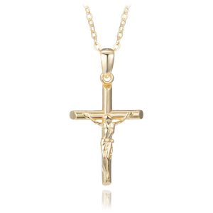 MINET Pozlacený stříbrný náhrdelník JEŽÍŠ NA KŘÍŽI