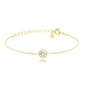 MINET Decentní pozlacený stříbrný náramek s bílým zirkonem