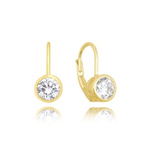 MINET Decentní pozlacený stříbrné náušnice s bílými zirkony