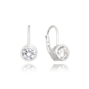 MINET Decentní stříbrné náušnice s bílými zirkony