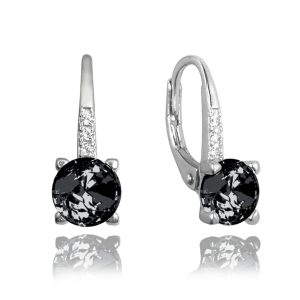 MINET Elegantní stříbrné náušnice s černým zirkonem