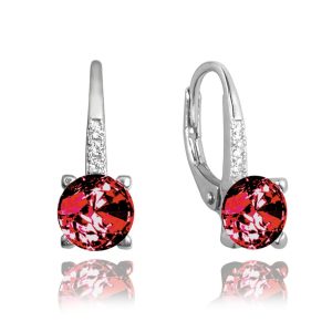 MINET Elegantní stříbrné náušnice s červeným zirkonem