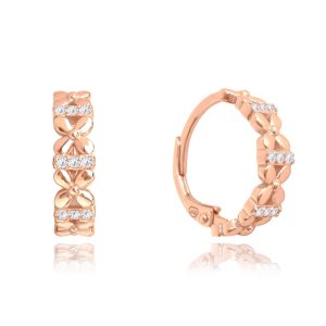 MINET Rose gold stříbrné náušnice KYTIČKY se zirkony