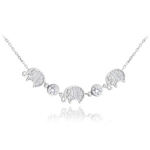 MINET Stříbrný náhrdelník SLONI se zirkony