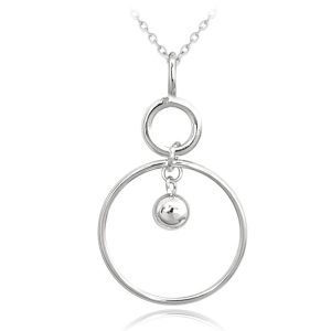 MINET Moderní stříbrný náhrdelník KRUH s kuličkou