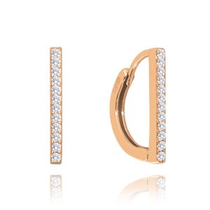 MINET Rose gold decentní stříbrné náušnice s bílými zirkony