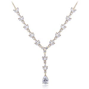 MINET Luxusní pozlacený stříbrný náhrdelník se zirkony Ag 925/1000 16,25g