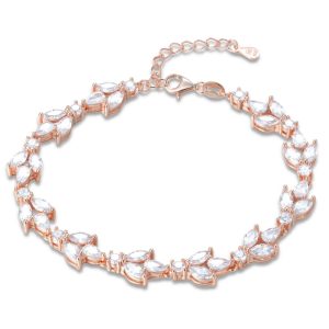 MINET Luxusní rose gold stříbrný náramek se zirkony Ag 925/1000 11,05g