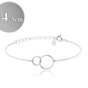 MINET Stříbrný náramek spojené kroužky