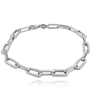 MINET Luxusní stříbrný náramek se zirkony