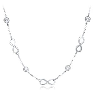 MINET Stříbrný náhrdelník nekonečno s bílými zirkony