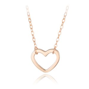 MINET Elegantní Rose gold stříbrný náhrdelník srdce