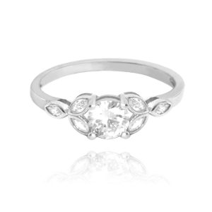 MINET Luxusní rozkvetlý stříbrný prsten FLOWERS s bílými zirkony vel. 60