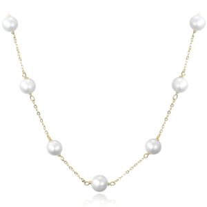 MINET Pozlacený stříbrný náhrdelník s bílými perlami Ag 925/1000 11,70g