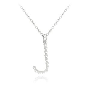 MINET Stříbrný náhrdelník písmeno „J“ s perličkami