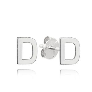 MINET Stříbrné náušnice písmeno „D“
