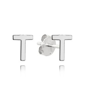 MINET Stříbrné náušnice písmeno „T“